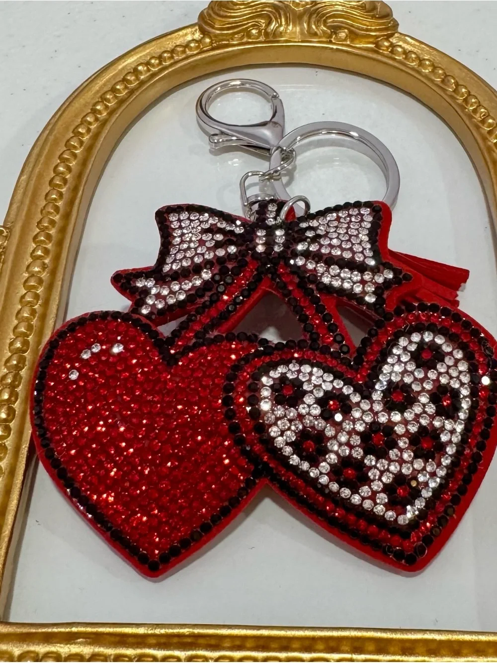 New Red Heart Cherries Keychain/Bag Charm